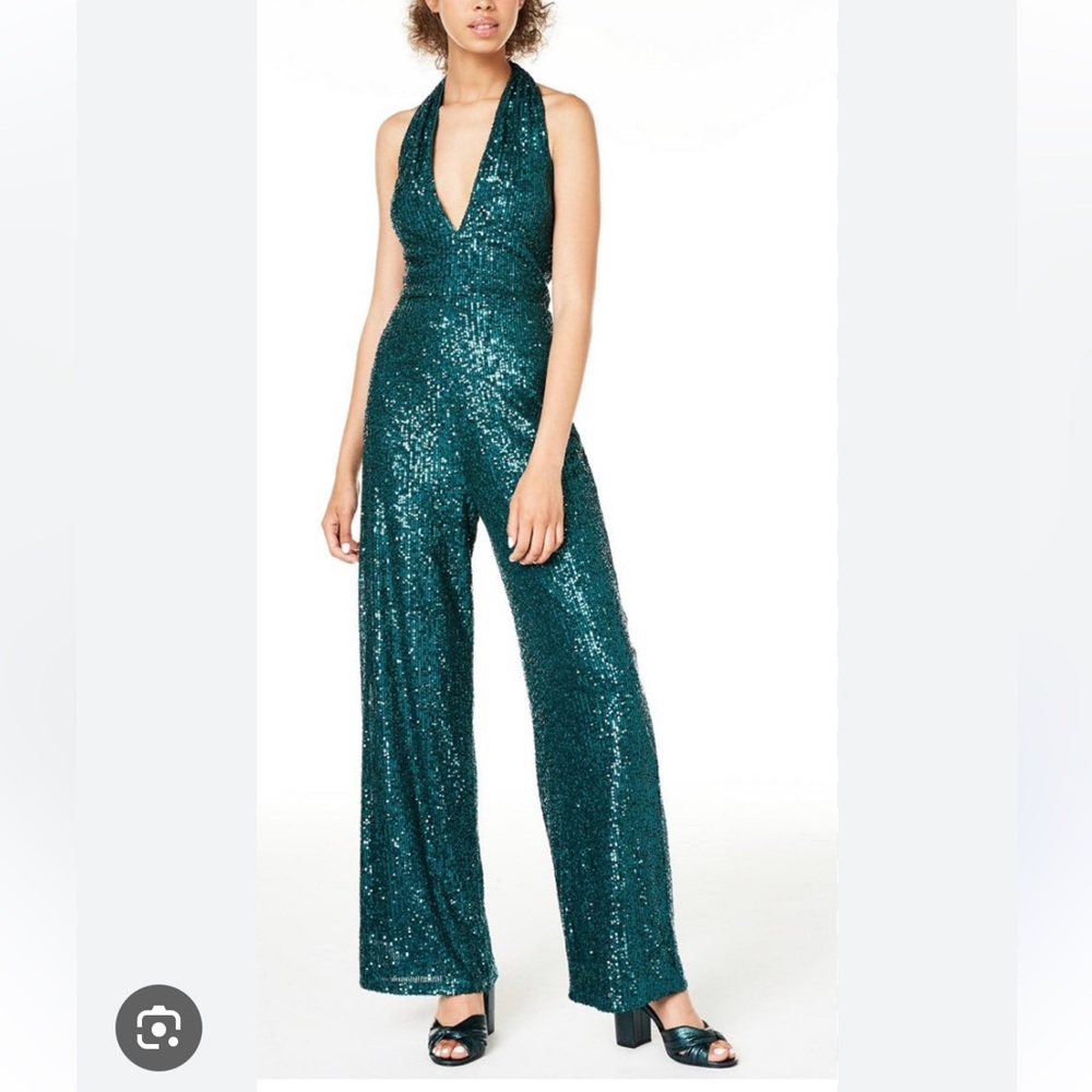 Aidan Maddox Green Sequin Pantsuit